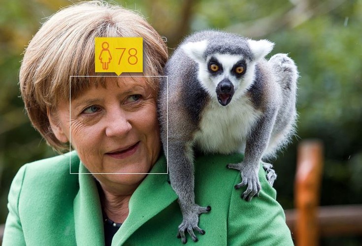Angela Merkel i jej wiek według How-Old.net