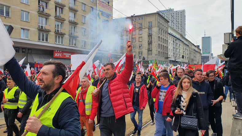 Marsz rolników w Warszawie organizowany przez OPZZ 27 lutego 2024 r.