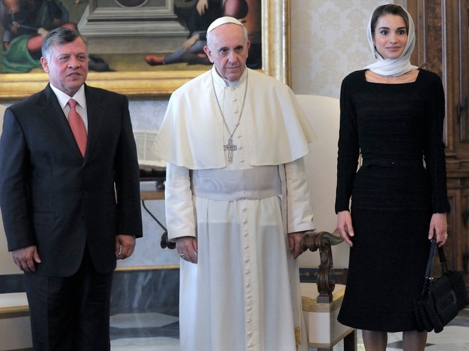 Para królewska Jordanii i papież Franciszek