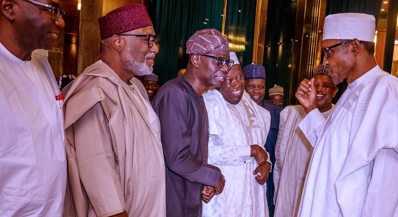 President Muhammadu Buhari and Governors elected on the platform of the All Progressives Congress meet in Abuja to discuss the crisis rocking the party over chairmanship tussle. [Twitter/@BashirAhmaad]