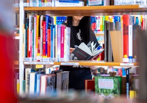 Žena u biblioteci, ilustracija