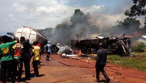 Several feared dead after bus collides with tanker along Busia-Bumala Road