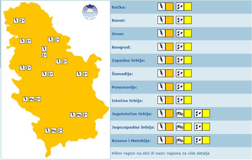 Meteoalarm za subotu