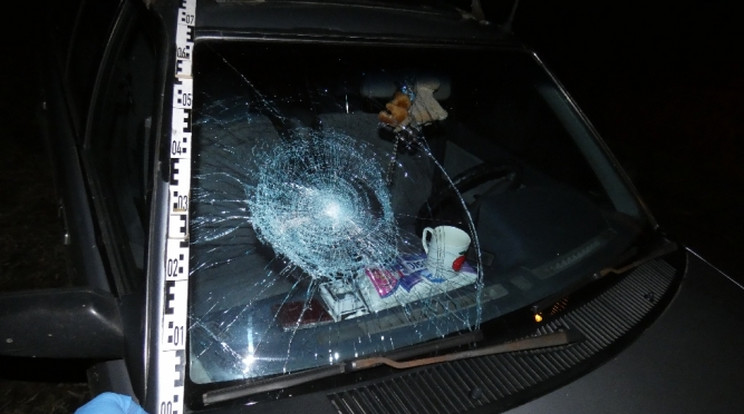 Ez maradt a kocsiből a baltacsapás után / Fotó: police.hu