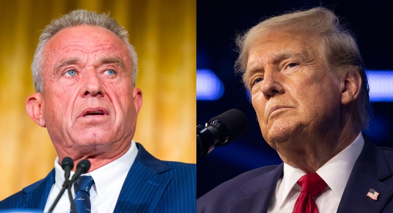 Timothy Mellon has spent millions supporting the campaigns of both RFK Jr. and Donald Trump.Leonard Ortiz/MediaNews Group/Orange County Register via Getty Images; Bill Pugliano/Getty Images