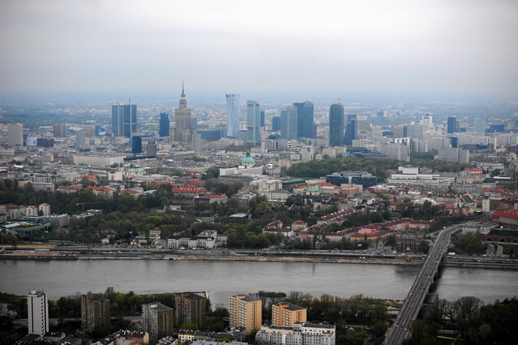 Warszawa - centrum z lotu ptaka