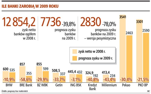 Ile banki zarobią w 2009 roku