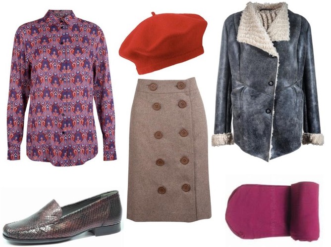 Koszula – Bialcon/bialcon.com.pl, spódnica – Bialcon/bialcon.com.pl, kurtka – Boca/boca.pl, mokasyny – Caprice/caprice.pl