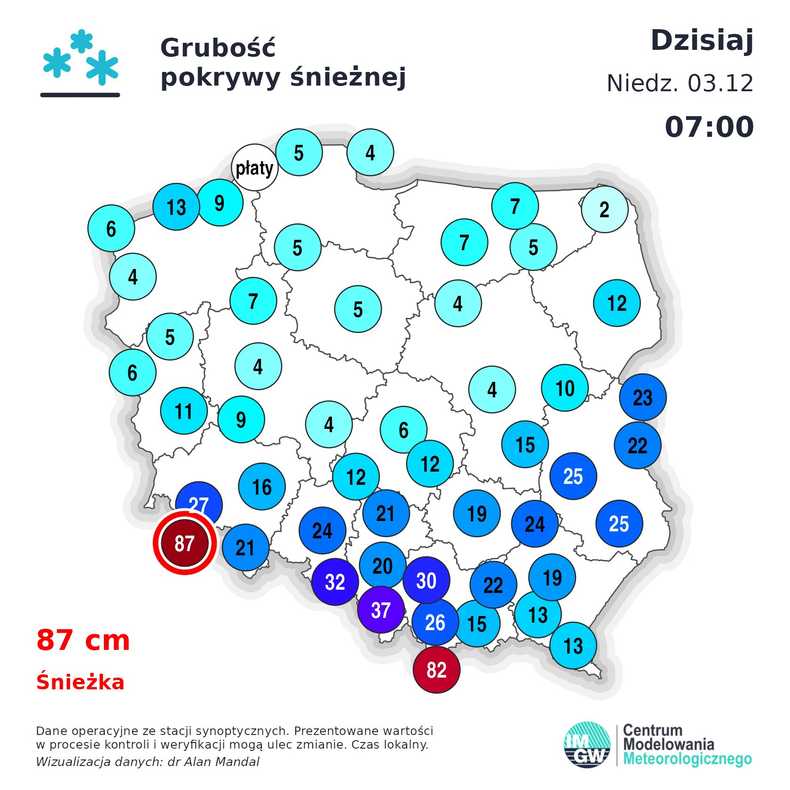 Pokrywa śnieżna w Polsce w niedzielę rano