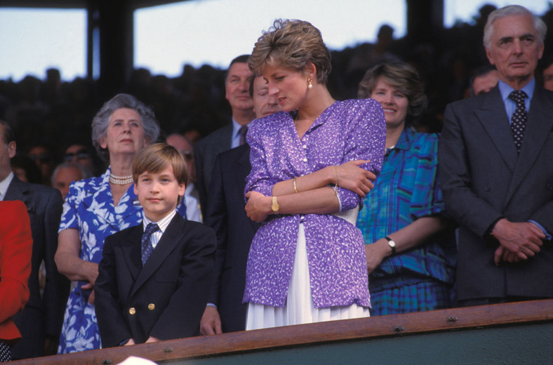 Książę William i księżna Diana finału Wimbledonu w 1991 r.