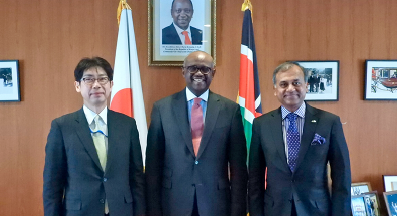 Ambassador Masahiko Kiya, the Ambassador for TICAD 7,MOFA Japan, Ambassador Soloman Maina, Kenya’s ambassador to Japan and Siddharth Chatterjee, United Nations Resident Coordinator to Kenya (Kenya Embassy)