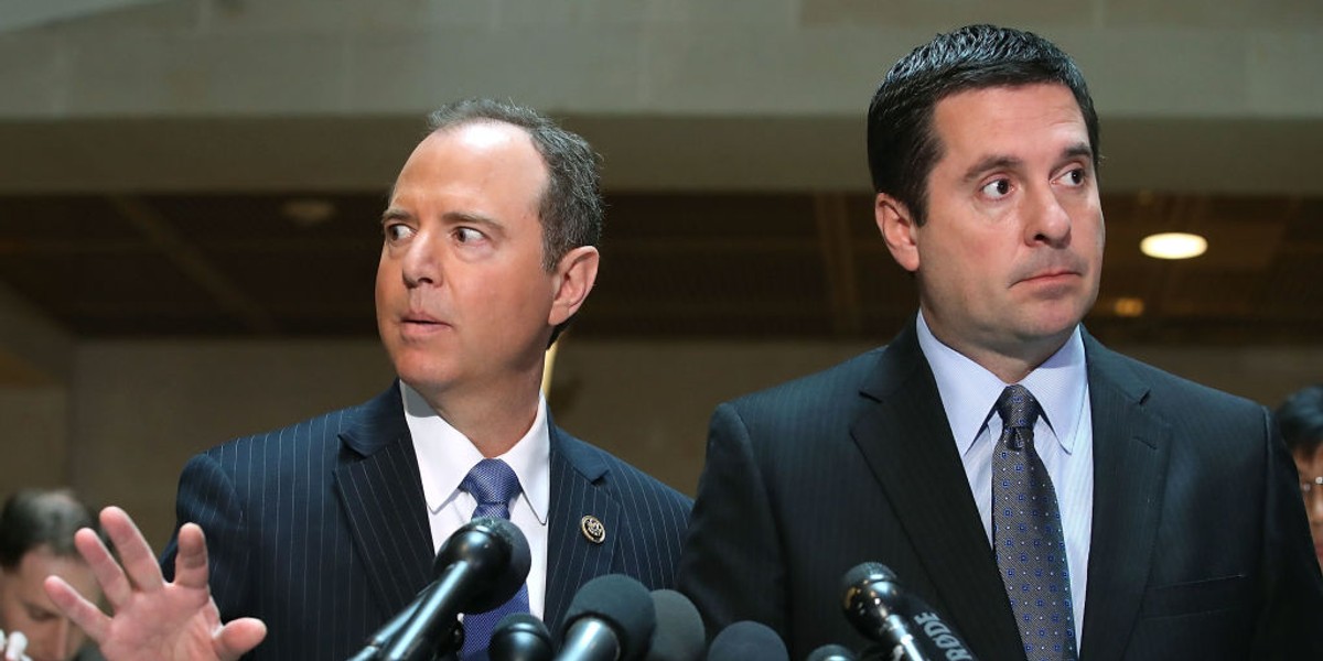 (L to R) House Intelligence Committee Chairman Devin Nunes (R-CA) and ranking member Rep. Adam Schiff (D-CA).