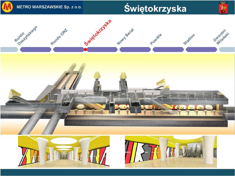 Metro warszawskie - przekrój stacji Świętokrzyska (fot. materiały prasowe Urzędu Miasta Stołecznego Warszawy)