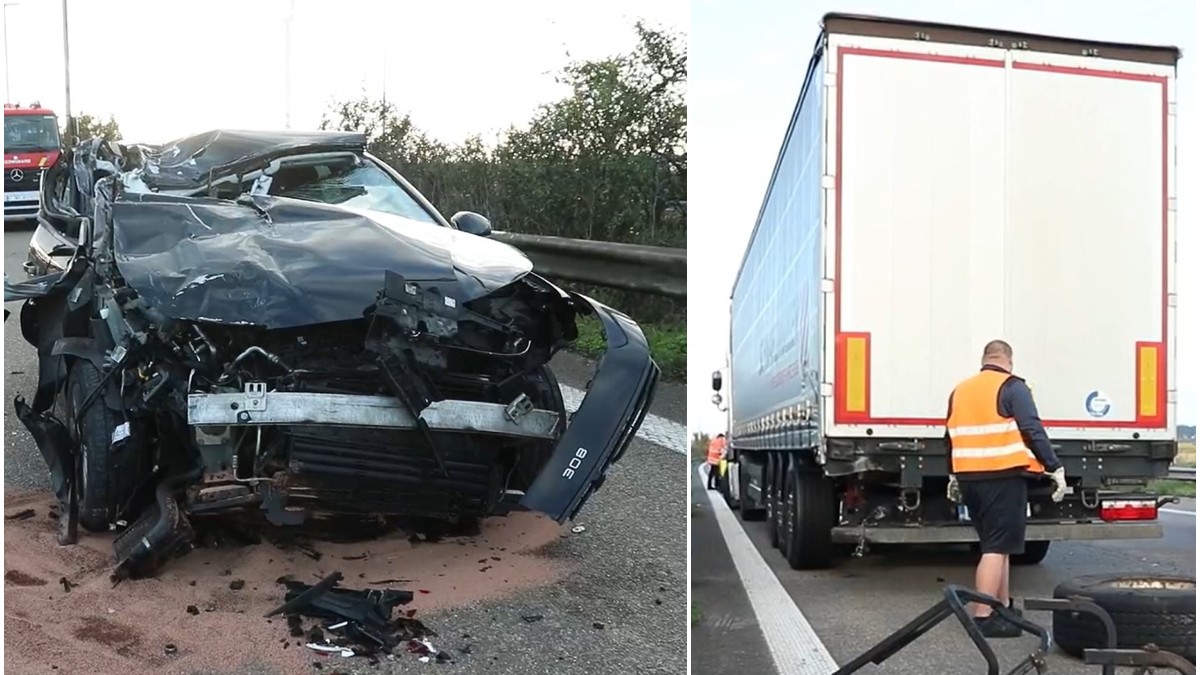 Mașina unor tineri s-a făcut praf într-un camion românesc, pe un drum din Belgia Scaunul rabatat i-ar fi salvat viața pasagerului care dormea