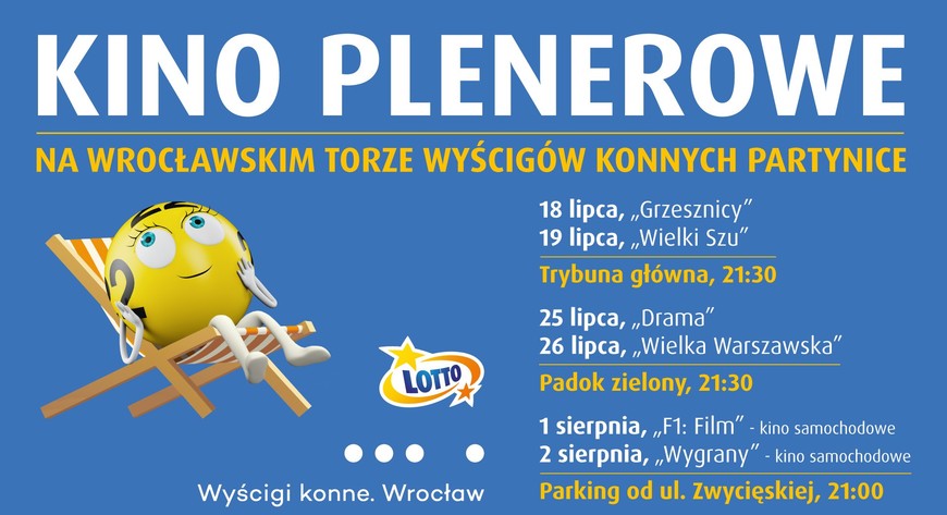Repertuar został dobrany tak, aby łączyć kino rozrywkowe, tytuły kultowe oraz filmy związane z Wrocławiem, Partynicami i światem wyścigów konnych. 