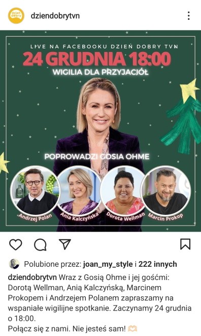 Widok postu zamieszczonego na profilu Dzień dobry TVN na Instagramie