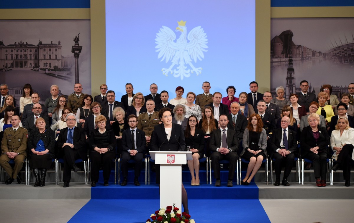 Premier Ewa Kopacz podczas wystąpienia w związku z półroczem rządu, 31 bm. w Warszawie,  PAP/Radek Pietruszka