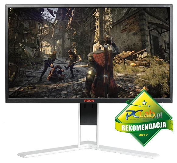 AOC Agon AG271QG otrzymuje nasz znaczek „Rekomendacja” za wysoką jakość obrazu, dobrą fabryczną kalibrację, bardzo dobre osiągi w grach i obsługę techniki Nvidia G-Sync.