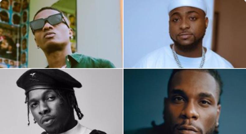 Here are Twitter reactions as Nigerians compare Wizkid, Davido, Runtown and Burna Boy and shade each other. (Twitter/ArnoldisBuoyant)