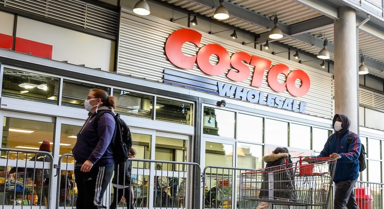 Costco shoppers outside one of its stores
