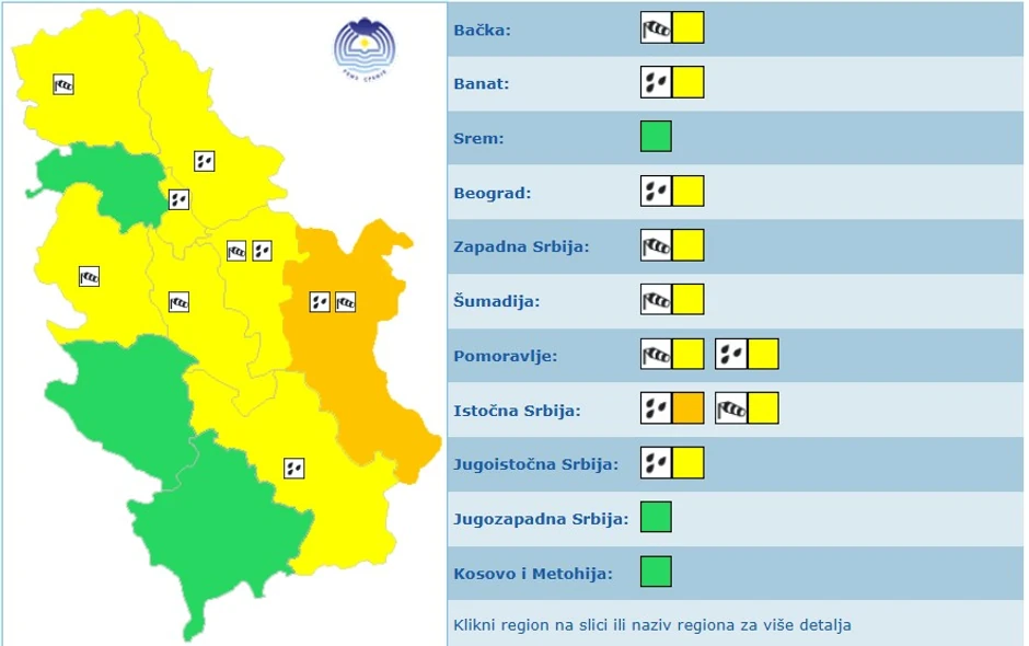 Meteoalarm za nedelju