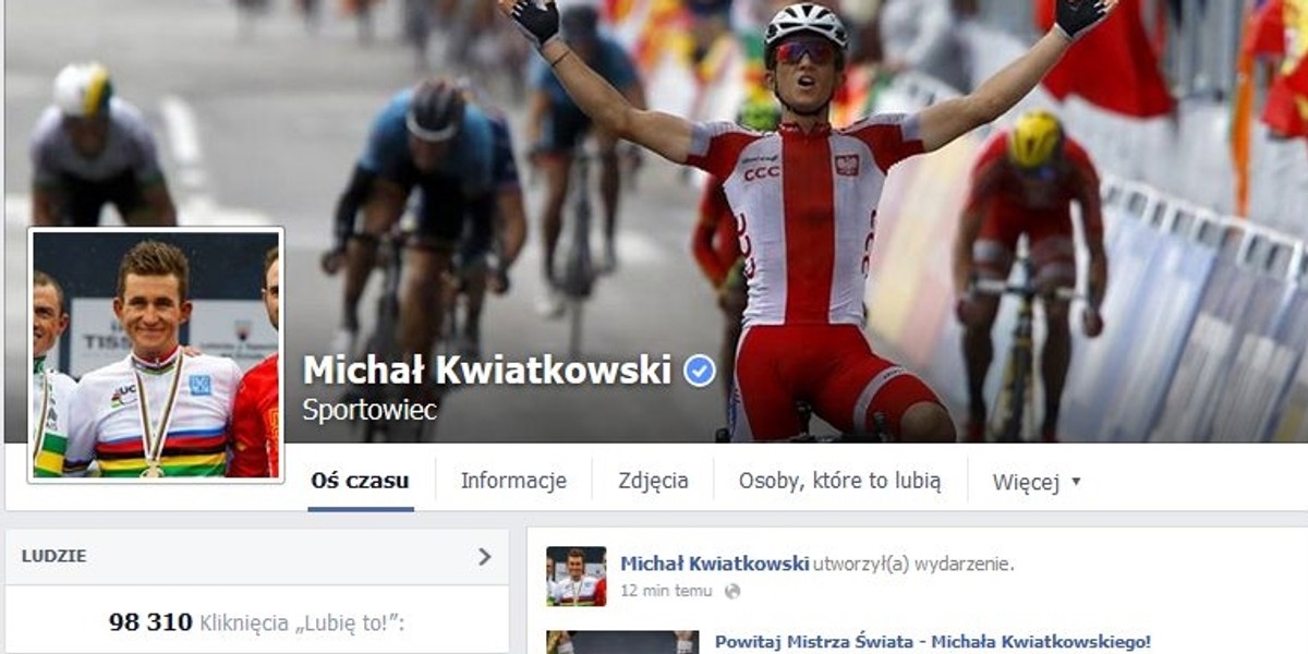 Nasz nowy mistrz kolarski Michał Kwiatkowski jest uzależniony od Facebooka!