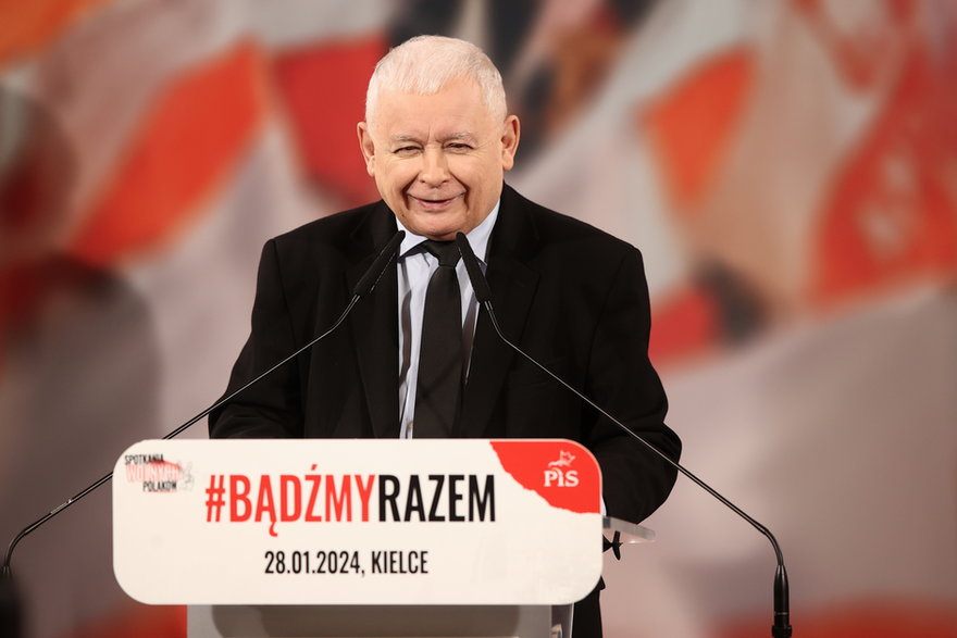 Jarosław Kaczyński podczas spotkania z mieszkańcami Kielc (28.01.2024)