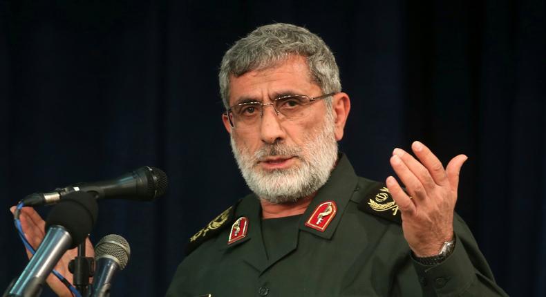 In this Nov. 5, 2016 photo, Gen. Esmail Ghaani speaks in a meeting in Tehran, Iran. A new Iranian general has stepped out of the shadows to lead the country's expeditionary Quds Force, becoming responsible for Tehran's proxies across the Mideast as the Islamic Republic threatens the U.S. with