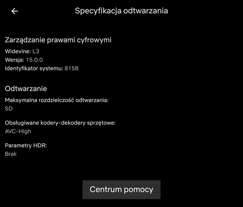 Specyfikacja odtwarzania wideo z aplikacji Netflix zainstalowanej na tablecie MatePad