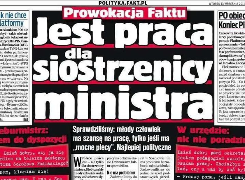 Jest dobra praca, ale tylko dla krewnych ministra