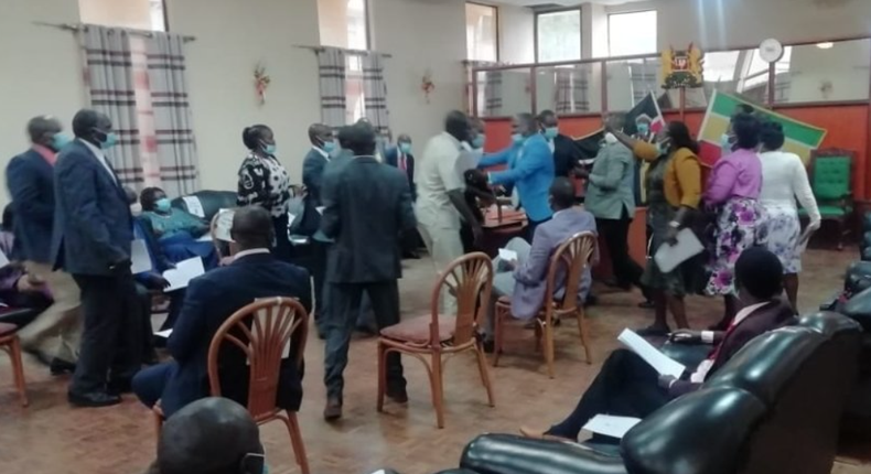 Chaos in Baringo as MCAs fight over debating BBI Bill (Video)