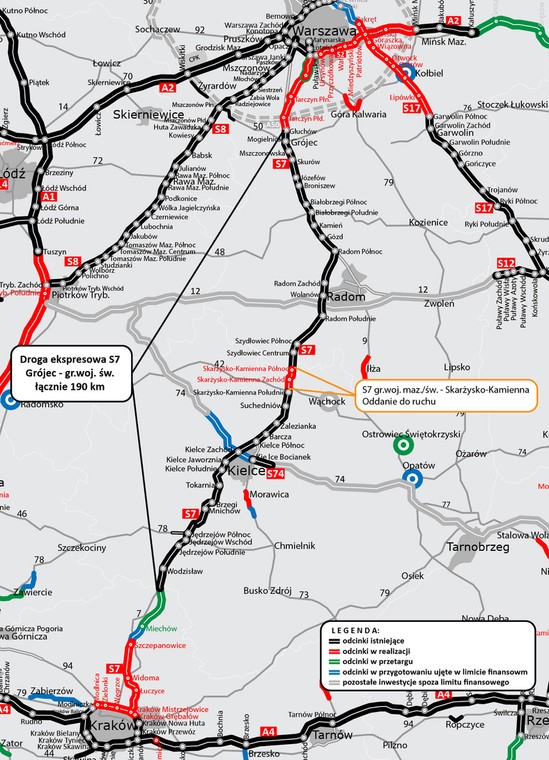 Droga ekspresowa S7: Grójec - gr. województwa świętokrzyskiego, źródło: GDDKiA