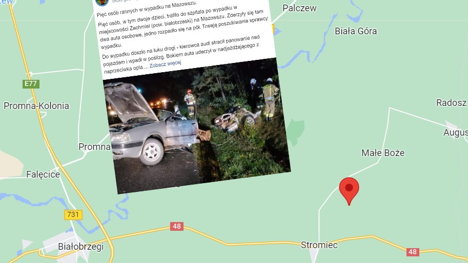 Audi po wypadku rozpadło się na pół (fot. Polskie Służby/Facebook)