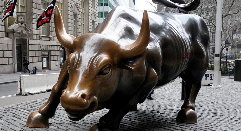 The Charging Bull, or Wall Street Bull, is an icon of the stock market in Manhattan.Carlo Allegri/Reuters