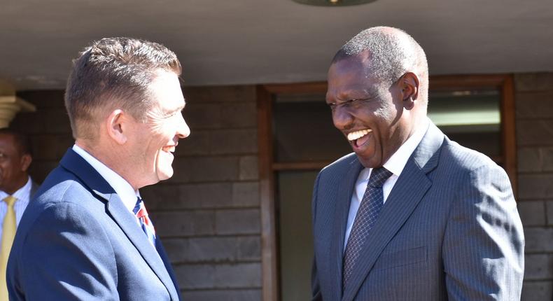 DP William Ruto with US Ambassador Kyle McCarter at the DP's Karen office (Twitter)