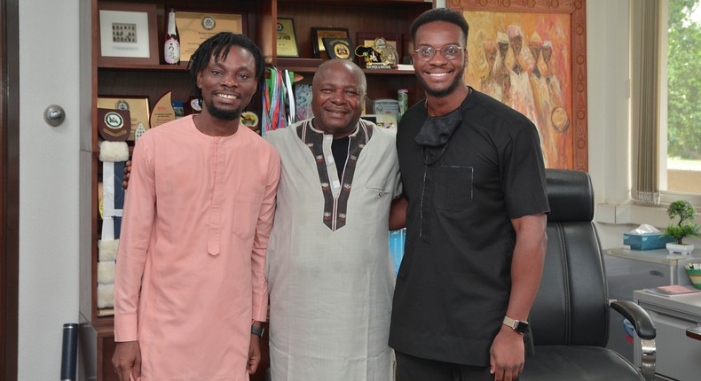 Ayodeji Jayeoba - VP Sourcing, Releaf (left), Nteranya Sanginga - DG, IITA (Middle) Ikenna Nzewi - CEO, Releaf (Right)