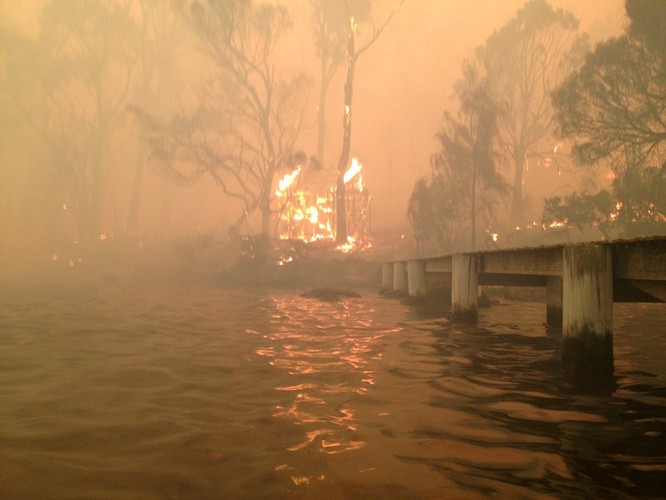 Dramatyczna ucieczka przed ogniem. Schronili się w jeziorze