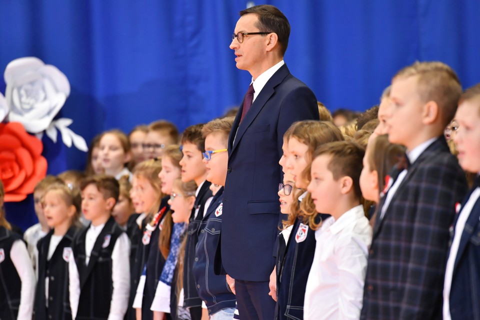 Mateusz Morawiecki w szkole w Radzyminie