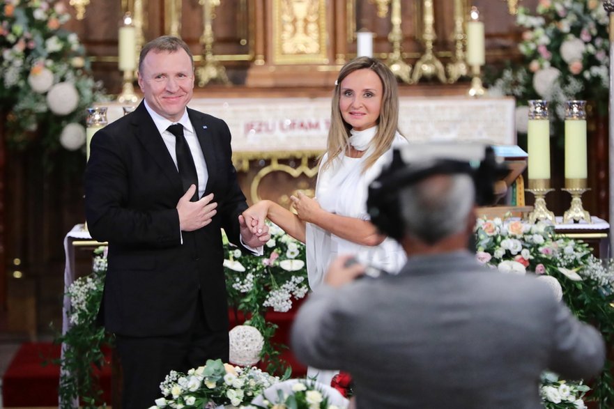 Kraków, 18 lipca 2020 r. Ślub Joanny Klimek-Kurskiej i Jacka Kurskiego w sanktuarium Bożego Miłosierdzia w krakowskich Łagiewnikach