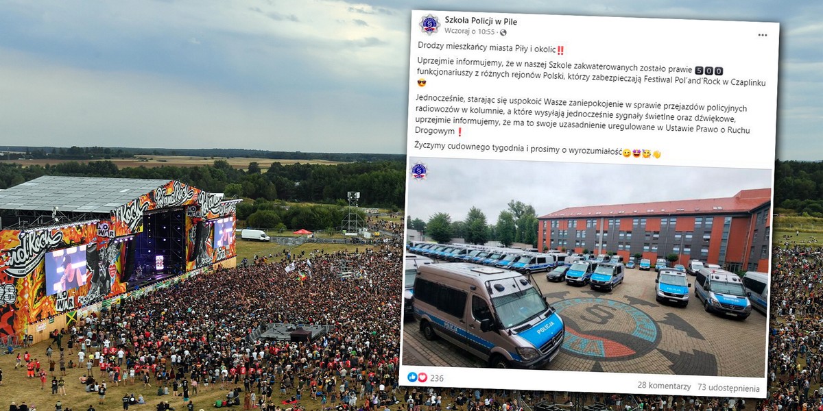 Pol'and'Rock Festival 2023. Policja mówi o "zaniepokojeniu w sprawie przejazdu policyjnych radiowozów"