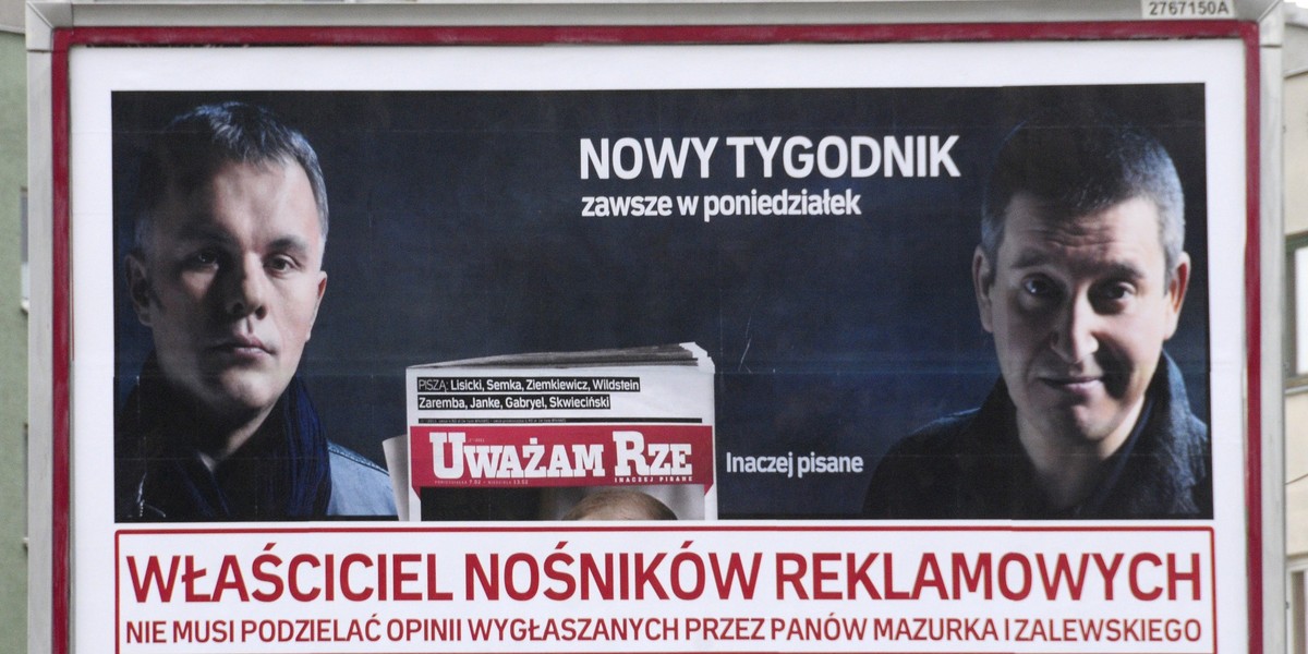 Billboard reklamujący wejście na rynek tygodnika "Uważam Rze"