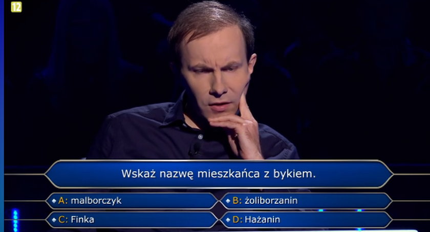 Tomasz odpadł na pytaniu o byka