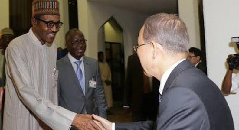 President Muhammadu Buhari hosts UN Secretary-General, Ban Ki-Moon to state dinner on August 24, 2015