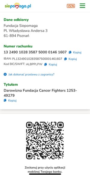 Numer konta do wpłaty na zbiórkę Łatwoganga