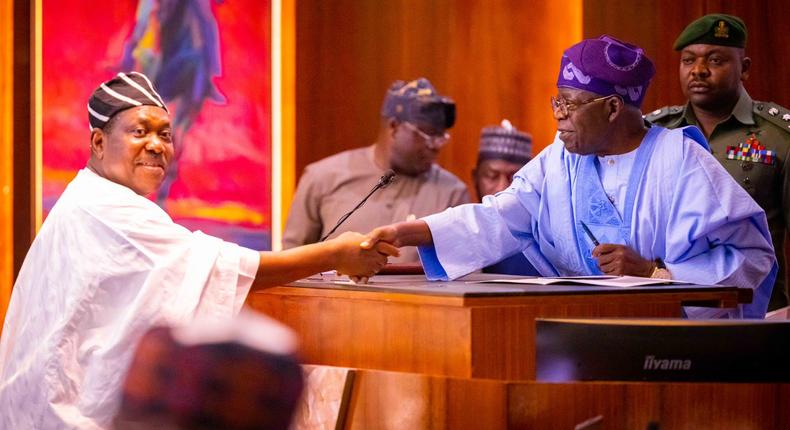 President Bola Tinubu swears in Secretary to the Government of the Federation (SGF), Senator George Akume. [Presidency]