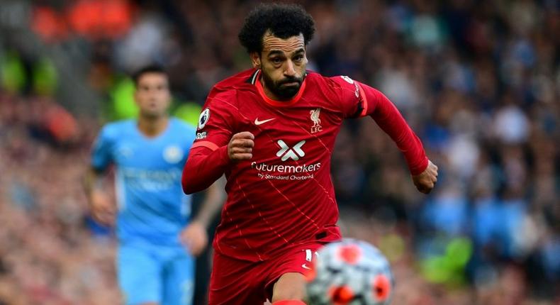 Livepool star Mohamed Salah chases after the ball in a Premier League match against Manchester City at the weekend Creator: Paul ELLIS