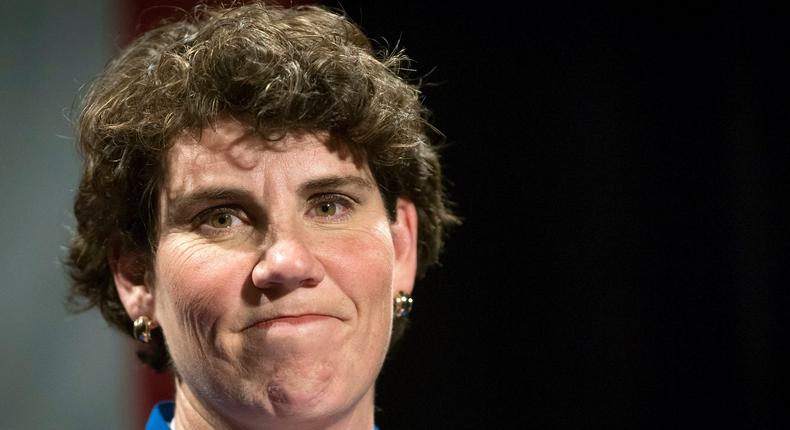 FILE - In this Nov. 6, 2018, file photo, Amy McGrath speaks to supporters in Richmond, Ky. Democratic candidates in some key states in the 2020 race arent going along as some in the partys presidential field takes a liberal turn. Among the latest discordant voice is Amy McGrath of Kentucky, a Marine running against Senate Majority Leader Mitch McConnell. (AP Photo/Bryan Woolston, File)