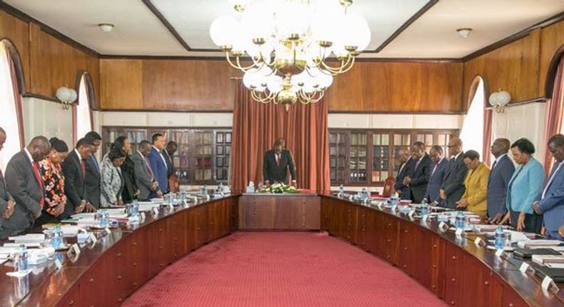 President Uhuru Kenyatta and Deputy President William Ruto during a Cabinet meeting at State House, Nairobi