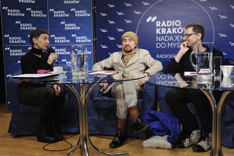 Jan Klata i Sebastian Majewski podczas konferencji w Radiu Kraków fot. Wojciech Gruszka (Radio Kraków)