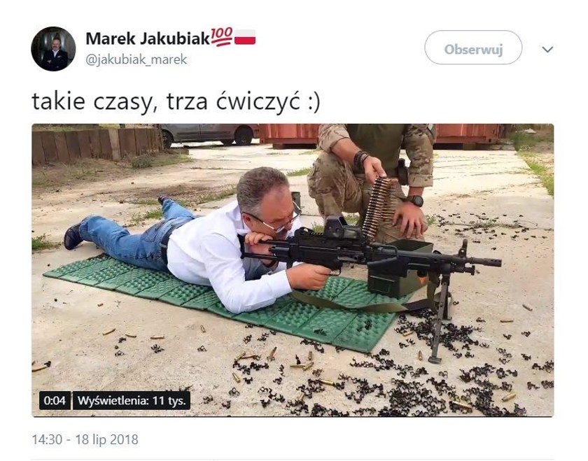 Poseł pruje z karabinu maszynowego. Na kogo się szykuje?